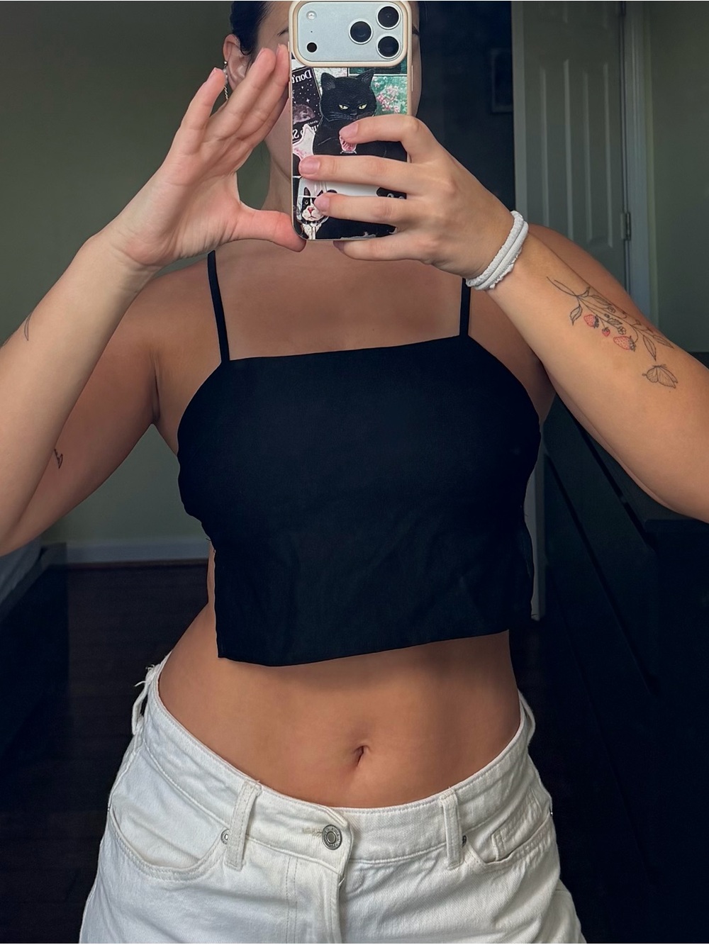 Motel Rocks Black Spaghetti Strap Open Back Crop Top - Women